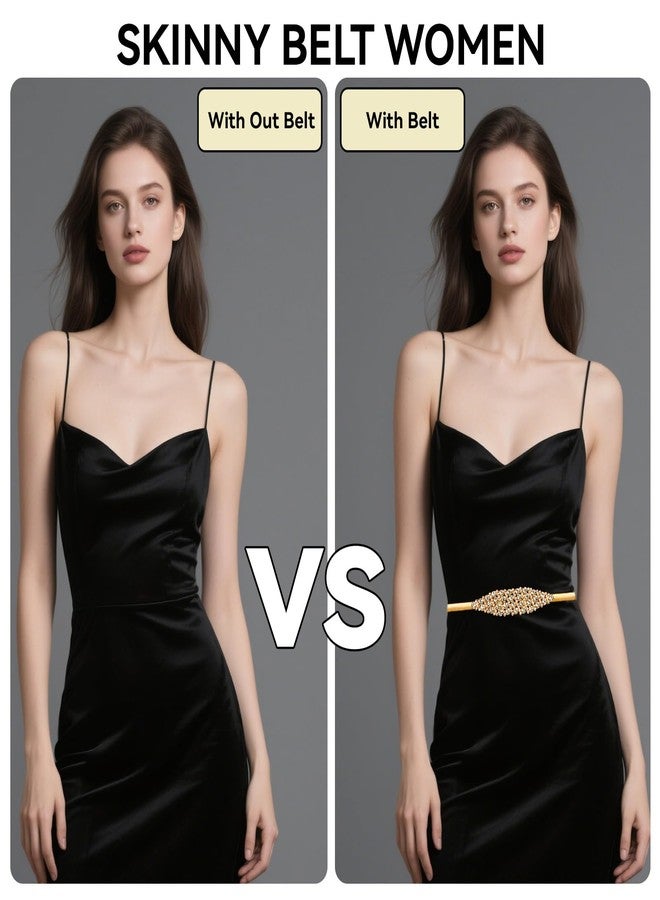 KAHIT Skinny Belt Women Chain Belt For Dress Waist Chain Belts For Women Metal Chain Belts For Fashion Thin Belt For Dresses (Gold, Suit for Waist Size 28"-33") - Image 2